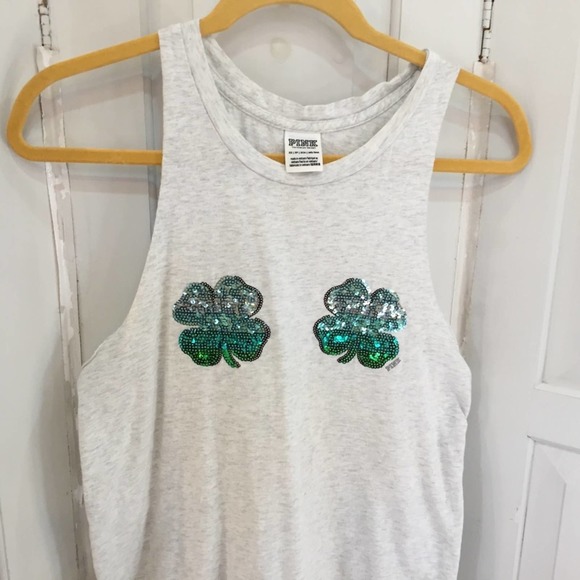 PINK Victoria's Secret Sequin Shamrock Tank - Picture 4 of 15